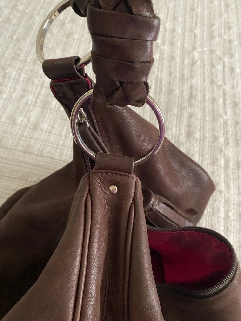SCHUHMANN made in  Vienna, Austria large chocolate brown leather tote.